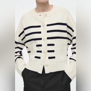 COS Striped Wool Crew Neck Sweater, Size Large.